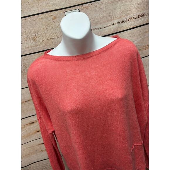 Eileen Fisher Organic Linen Coral Sweater - Size Small Long Sleeve Pullover - Picture 2 of 11